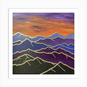 Sunset Mountains art print Art Print