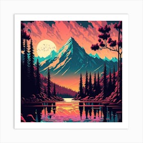 Sunset By The Lake Art Print