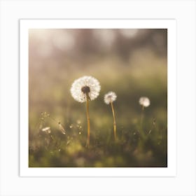 A Blooming Dandelion Blossom Tree With Petals Gently Falling In The Breeze Art Print