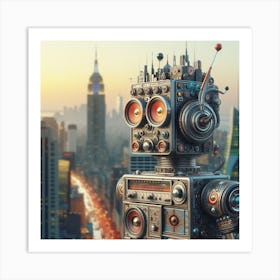 Robot In New York City Art Print