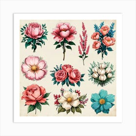 Vintage Floral Bouquet Art Print