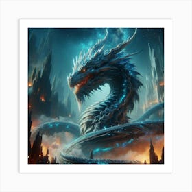 Blue Dragon In The Sky Art Print