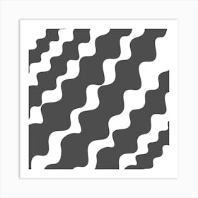 Grey Wavy Pattern Art Print