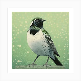 Ohara Koson Inspired Bird Painting Lark 2 Square Art Print