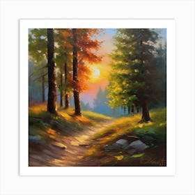 Sunset In The Woods 22 Art Print