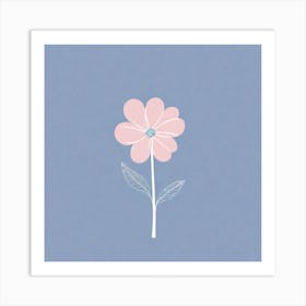 A White And Pink Flower In Minimalist Style Square Composition 338 Art Print