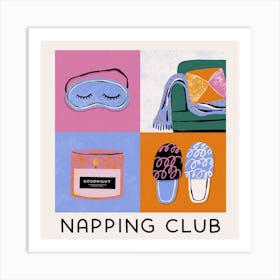 Napping Club Square Art Print