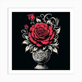 Roses In A Vase 2 Art Print