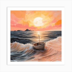 Boat At Sunset Canvas Print Art Print
