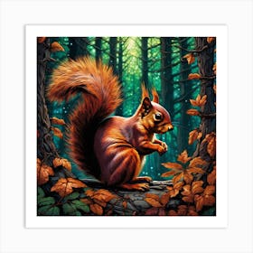 Squirrel In The Forest 172 Art Print