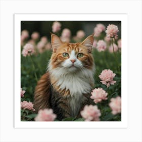 Cat In A Field Of Flowers Art Print