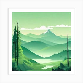 Misty mountains background in green tone 96 Art Print