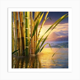 Bamboos In The Water Art Print