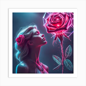 Neon Rose Art Print