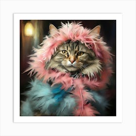 Cat In A Pink Coat Art Print