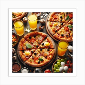 Pizzas And Drinks 1 Art Print