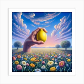 Lemon In The Field Art Print