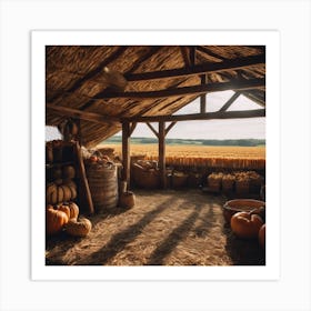 Pumpkins In A Barn Art Print