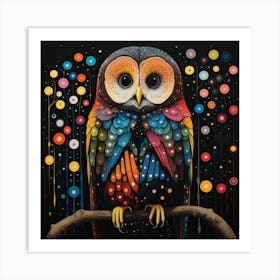 Whimsical Rainbow Barn Owl Art Print