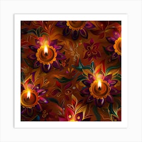 Diwali Themed Banner Texture Featuring Rangoli P Art Print