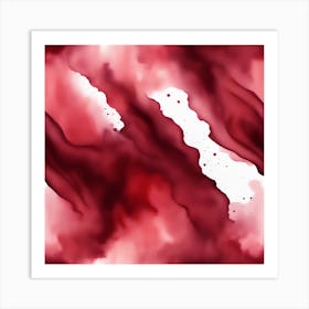 Beautiful maroon crimson abstract background. Drawn, hand-painted aquarelle. Wet watercolor pattern. Artistic background with copy space for design. Vivid web banner. Liquid, flow, fluid effect. Art Print