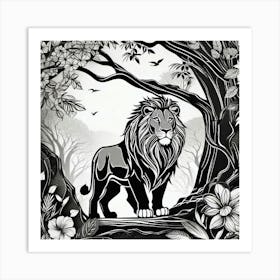 Lion In The Forest 33 Art Print