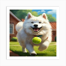 Dog With Tennis Ball Art Print