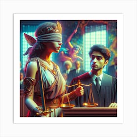 Blind Scales Of Justice Art Print