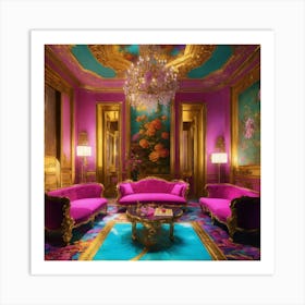 Gold And Pink Living Room 4 Art Print