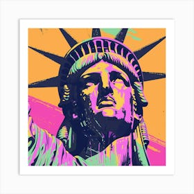 Liberty Statue New York Pop Art Print Orange Pink Art Print