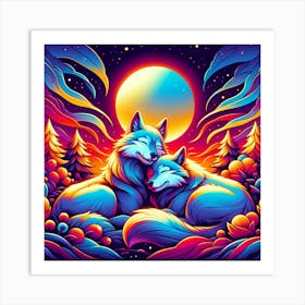 Couple of wolves that are in love Art Print