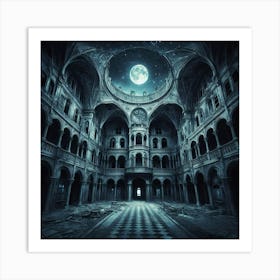 Abandoned Building At Night Art Print