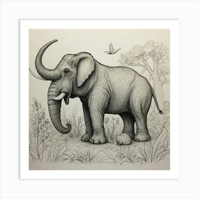 Elephant In The Woods Art Print