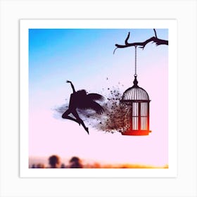 Angel In A Cage Art Print