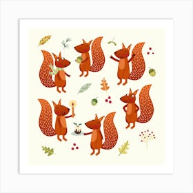 Squirrel Party Art Print