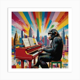 Chimpanzee Piano Art Print