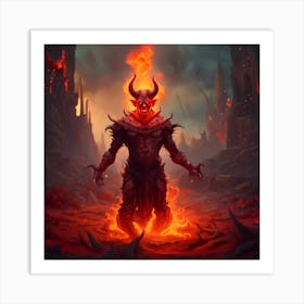 Demon In Flames Art Print