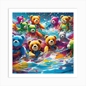 Teddy Bears In The Water 5 Art Print