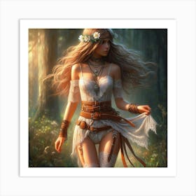 Sexy Girl In The Forest 2 Art Print