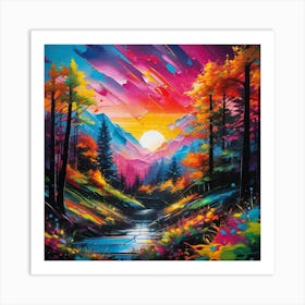 Sunset In The Mountains 75 Art Print