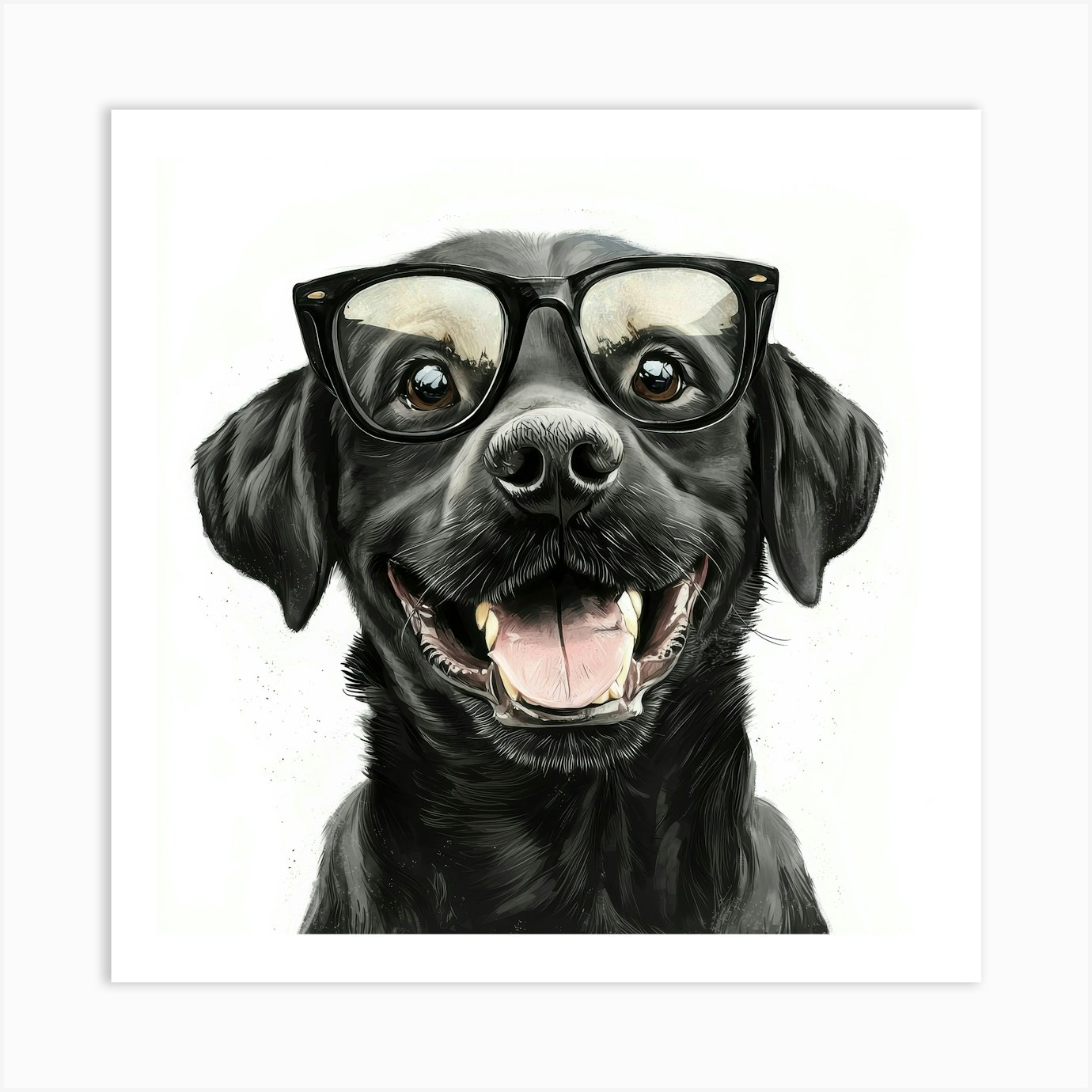 Black Labrador Wearing Glasses Poster