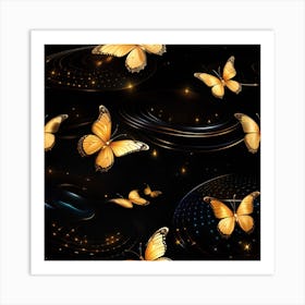 Golden Butterflies Wallpaper 2 Art Print