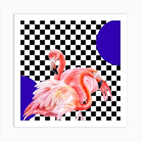 Classic Checkered Flamingo Art Print