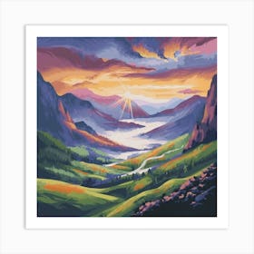 Sunset In The Mountains 6 Art Print