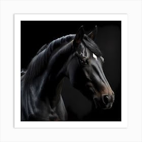 Black Horse Portrait 1 Art Print