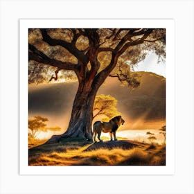 Lion Under The Tree 4 Art Print