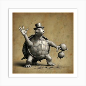 Turtle In Top Hat 1 Art Print