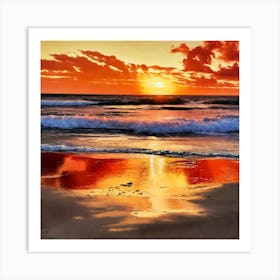 Sunset On The Beach Art Print