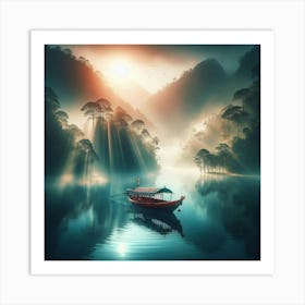 Boat On A Lake Art Print