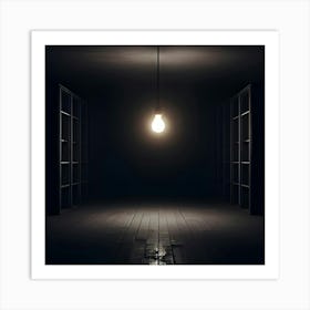 A Room Filled With Nothing But Blackness And A Single Lightbulb Hanging Overhead 1 Art Print